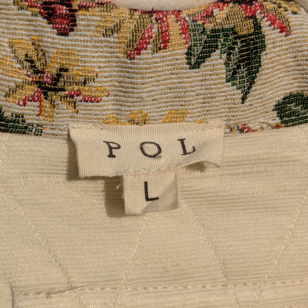 POL Anthropology Mixed Media Raw Edge Floral TapestrCorduroy Women's Jean Jacket - Picture 6 of 8